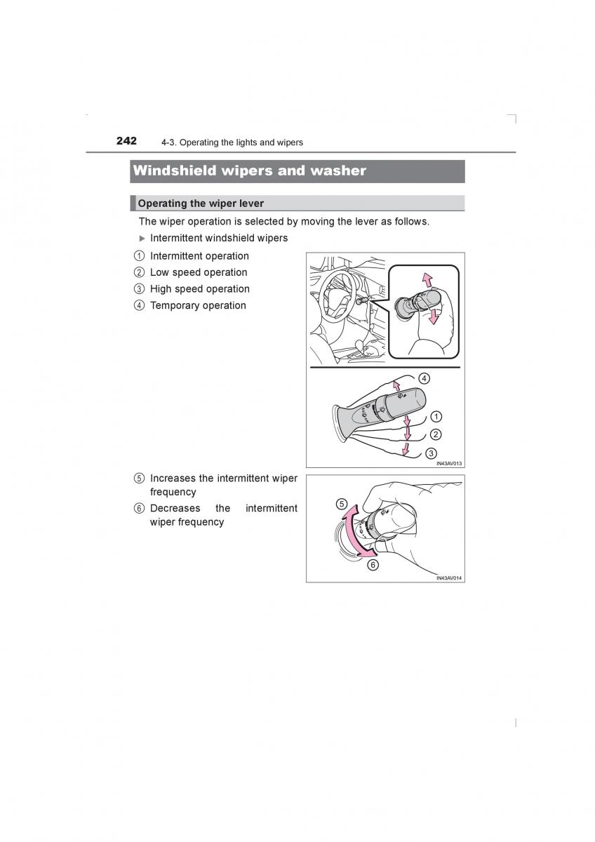 Toyota Avensis IV 4 owners manual / page 242