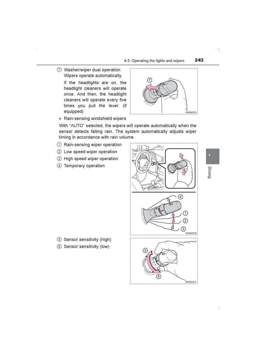 Toyota Avensis IV 4 owners manual / page 243