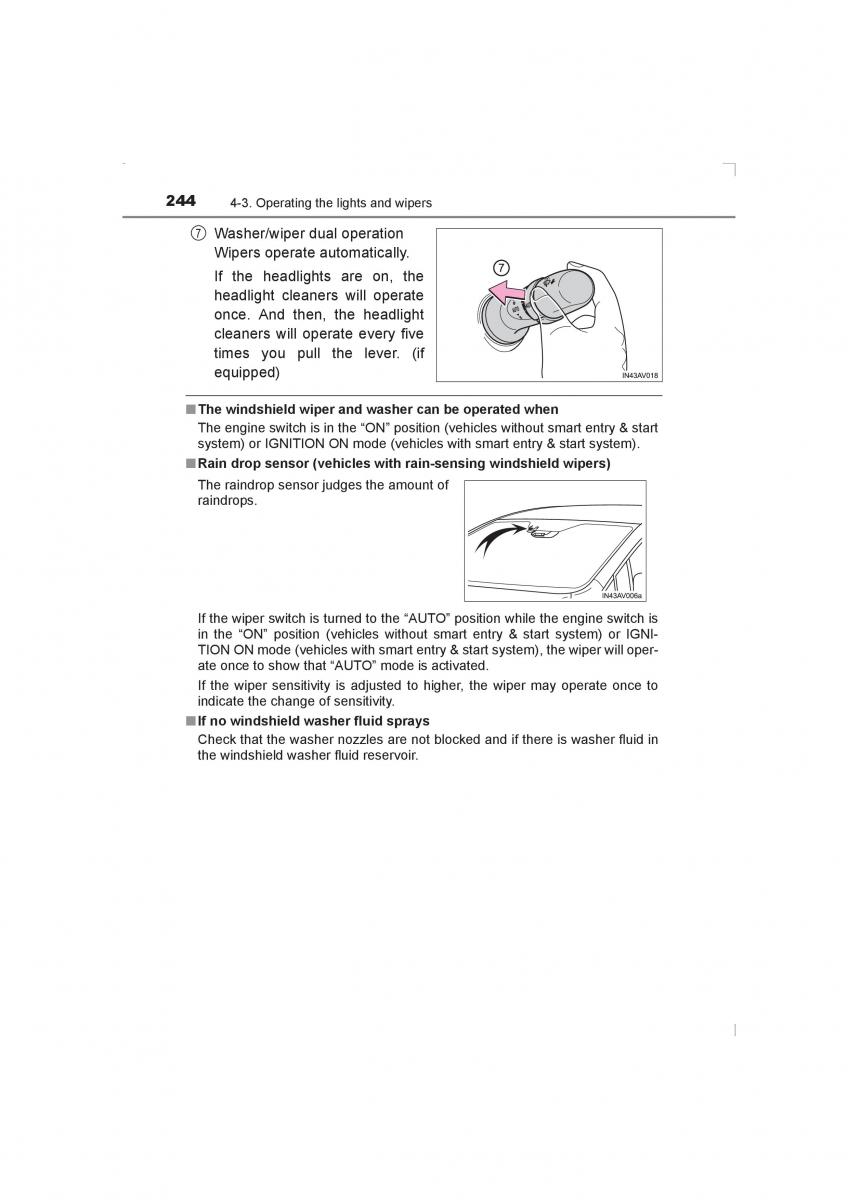 Toyota Avensis IV 4 owners manual / page 244