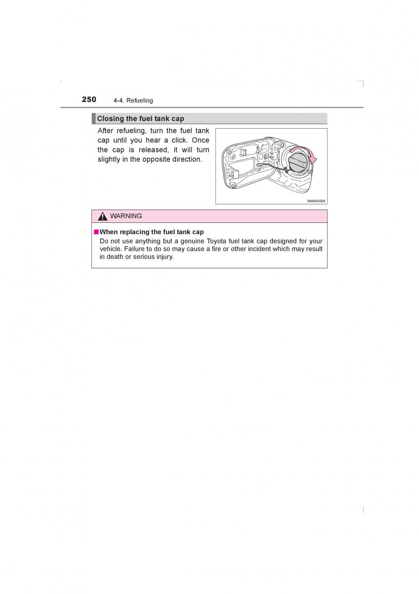 Toyota Avensis IV 4 owners manual / page 250