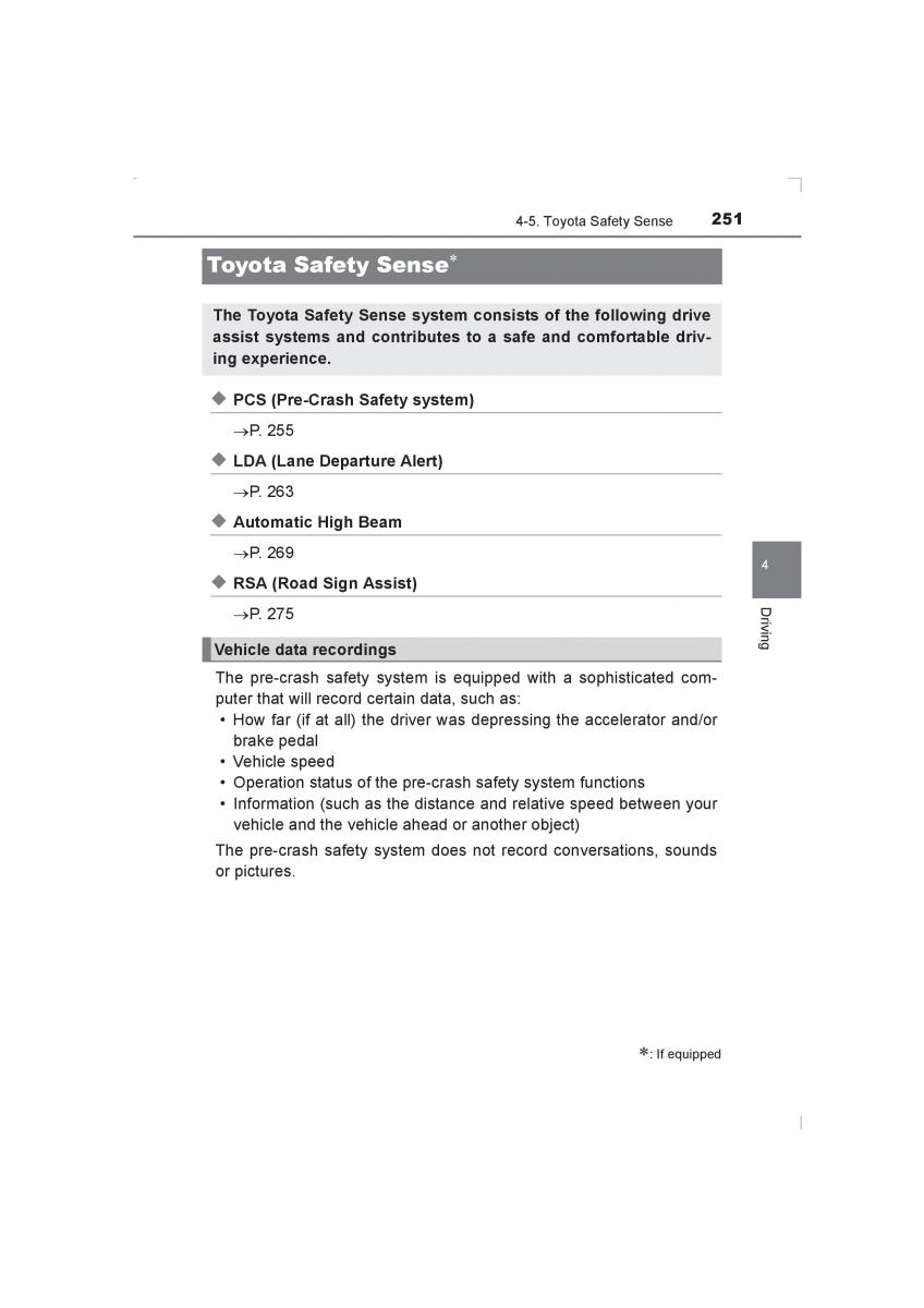 Toyota Avensis IV 4 owners manual / page 251