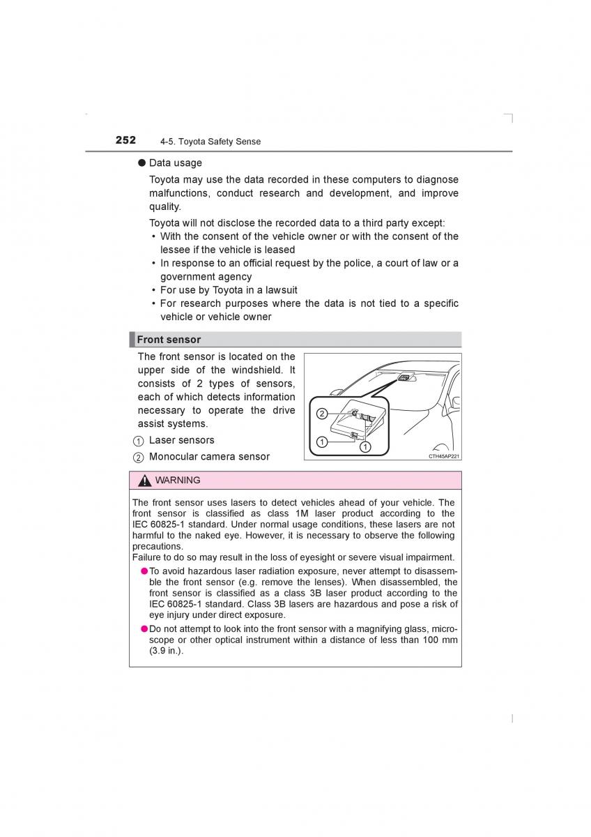 Toyota Avensis IV 4 owners manual / page 252