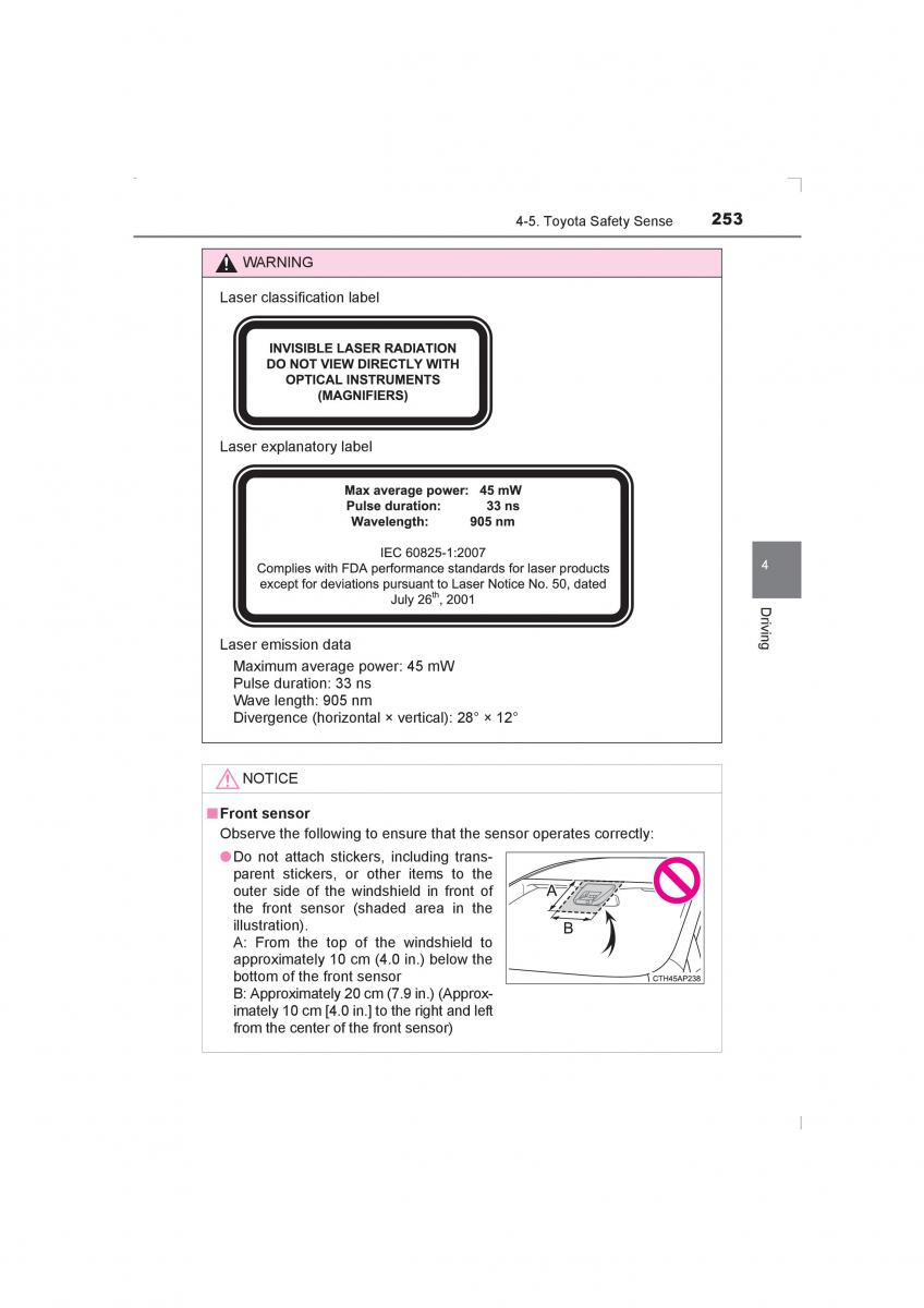 Toyota Avensis IV 4 owners manual / page 253