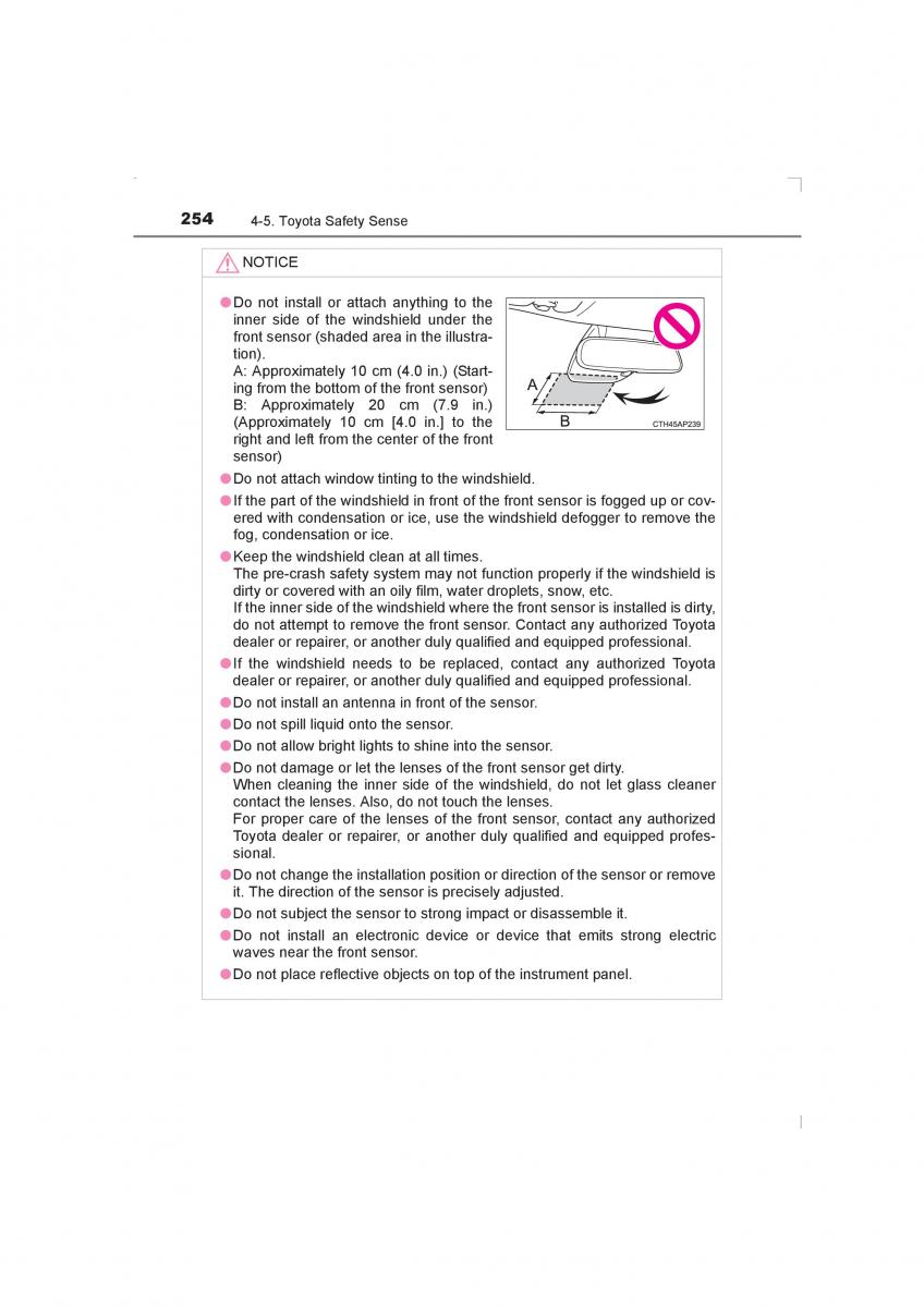 Toyota Avensis IV 4 owners manual / page 254