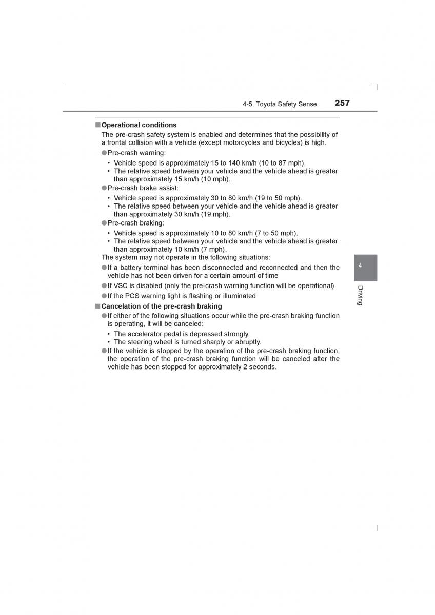 Toyota Avensis IV 4 owners manual / page 257