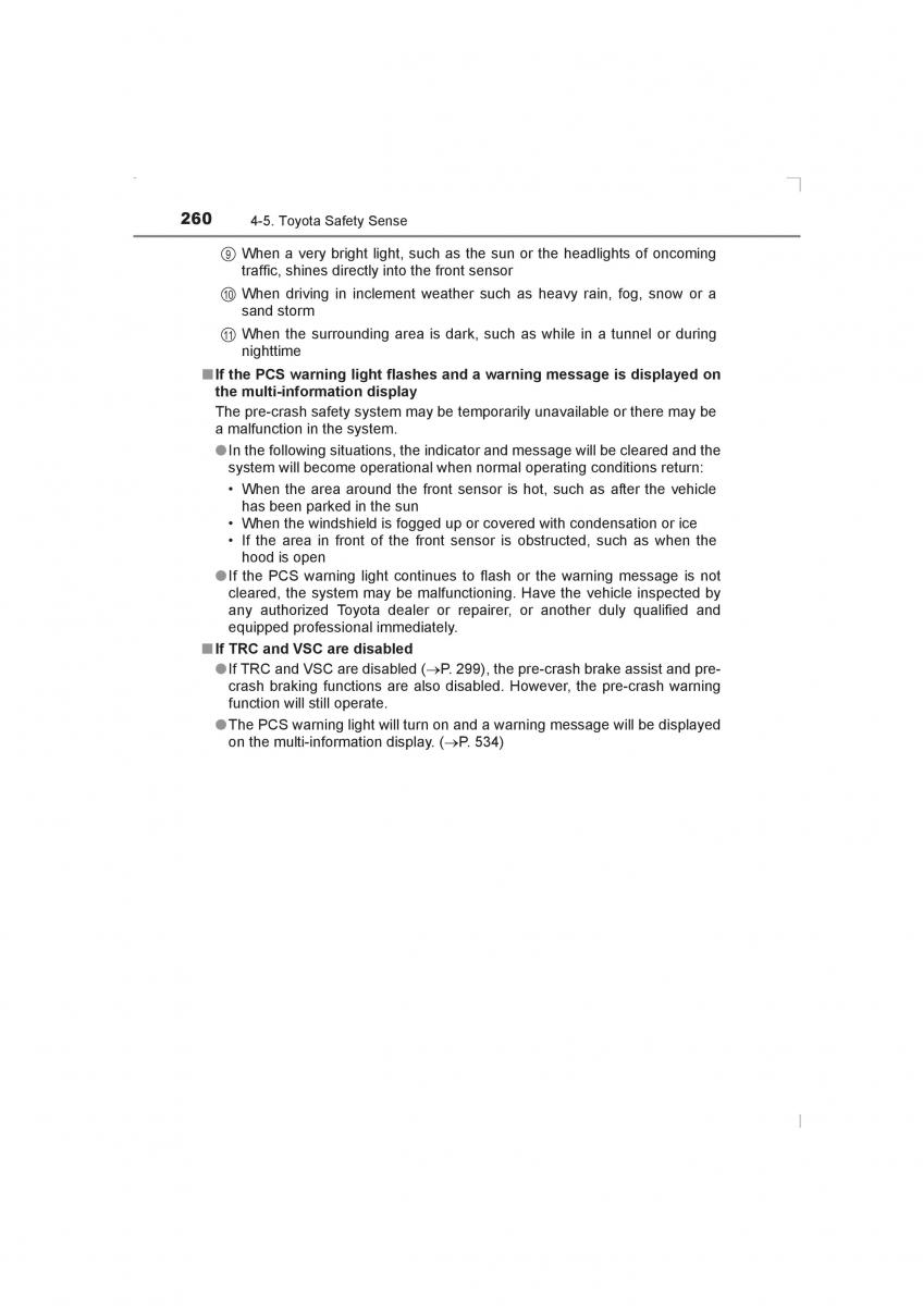 Toyota Avensis IV 4 owners manual / page 260