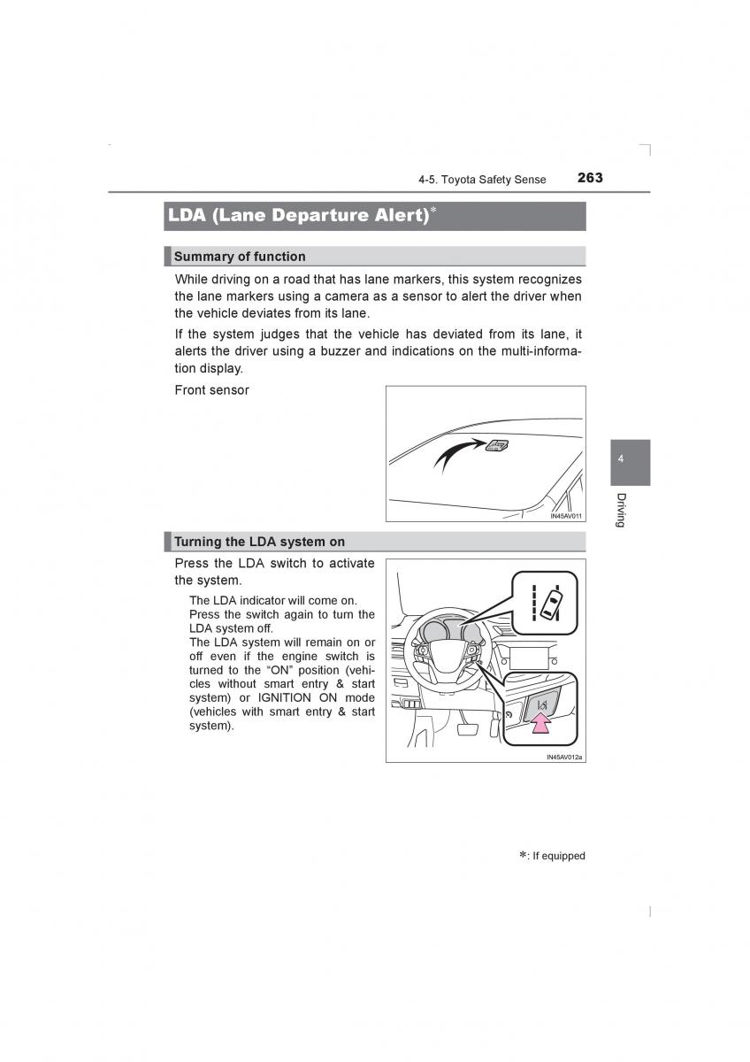 Toyota Avensis IV 4 owners manual / page 263