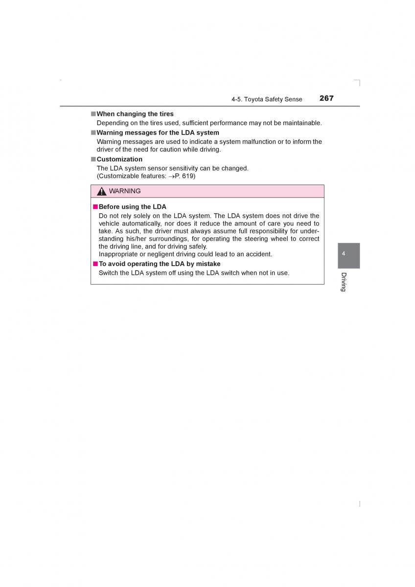 Toyota Avensis IV 4 owners manual / page 267