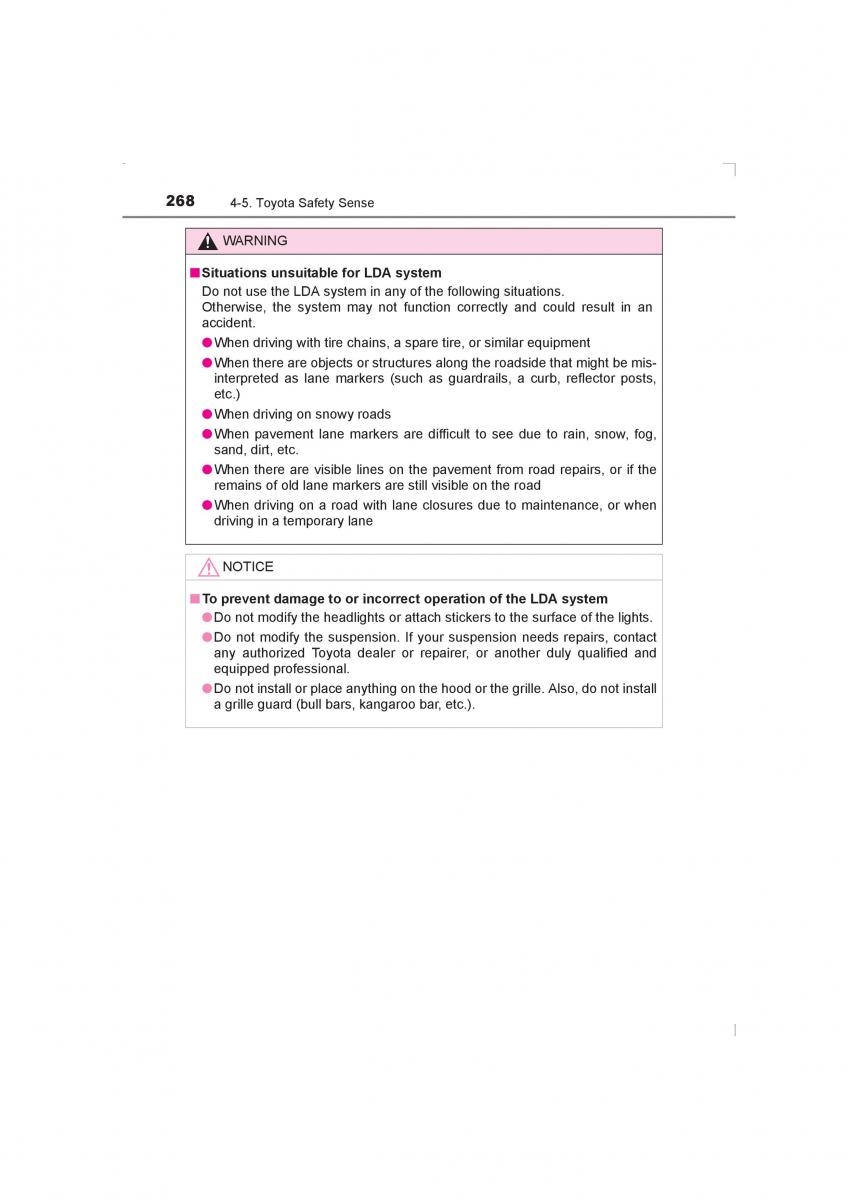 Toyota Avensis IV 4 owners manual / page 268