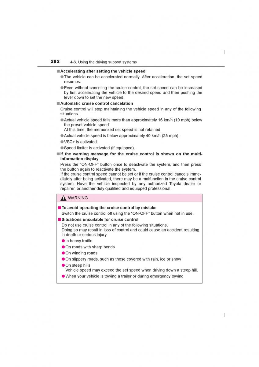 Toyota Avensis IV 4 owners manual / page 282