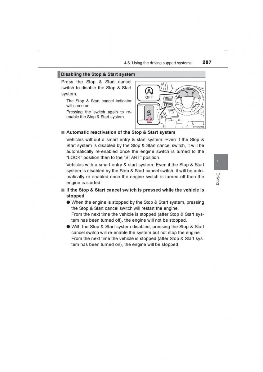 Toyota Avensis IV 4 owners manual / page 287