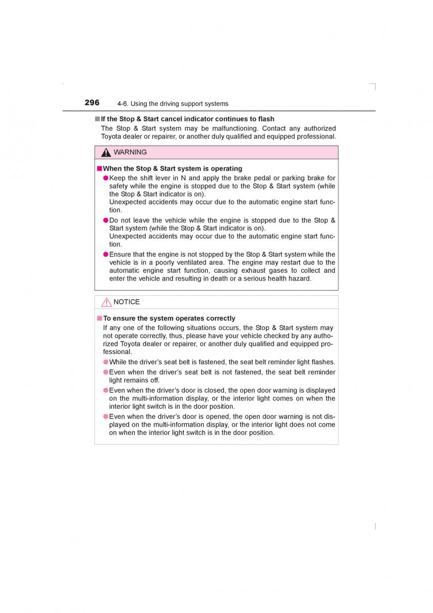 Toyota Avensis IV 4 owners manual / page 296