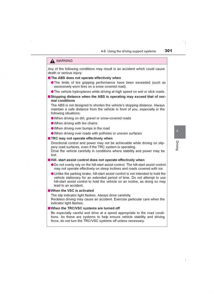 Toyota Avensis IV 4 owners manual / page 301