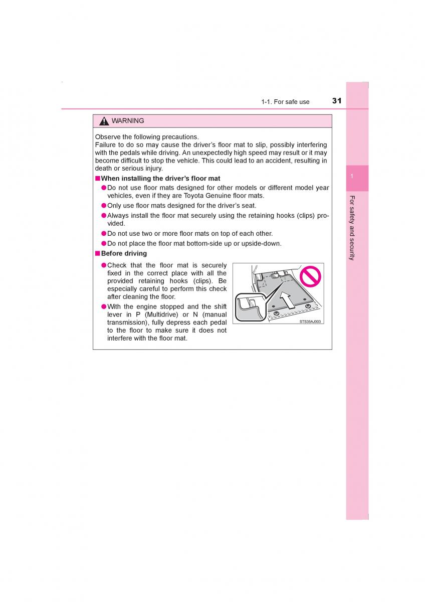 Toyota Avensis IV 4 owners manual / page 31