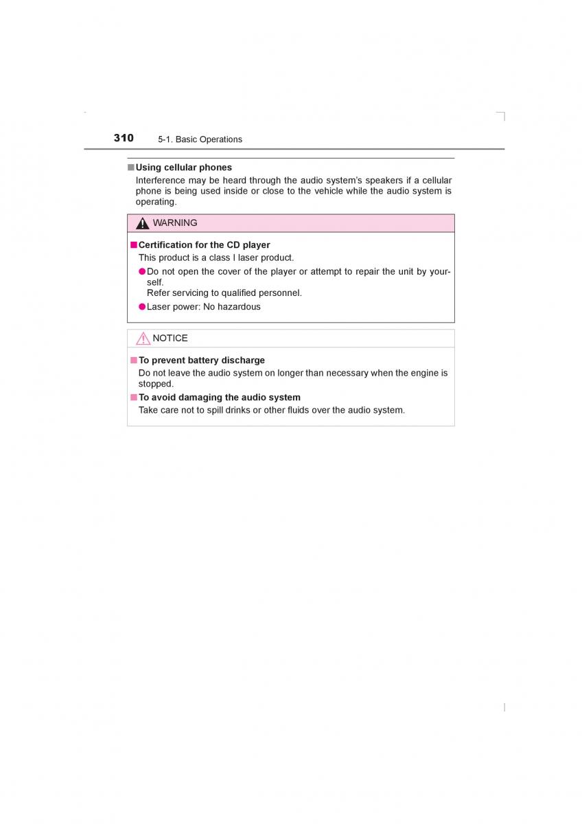 Toyota Avensis IV 4 owners manual / page 310