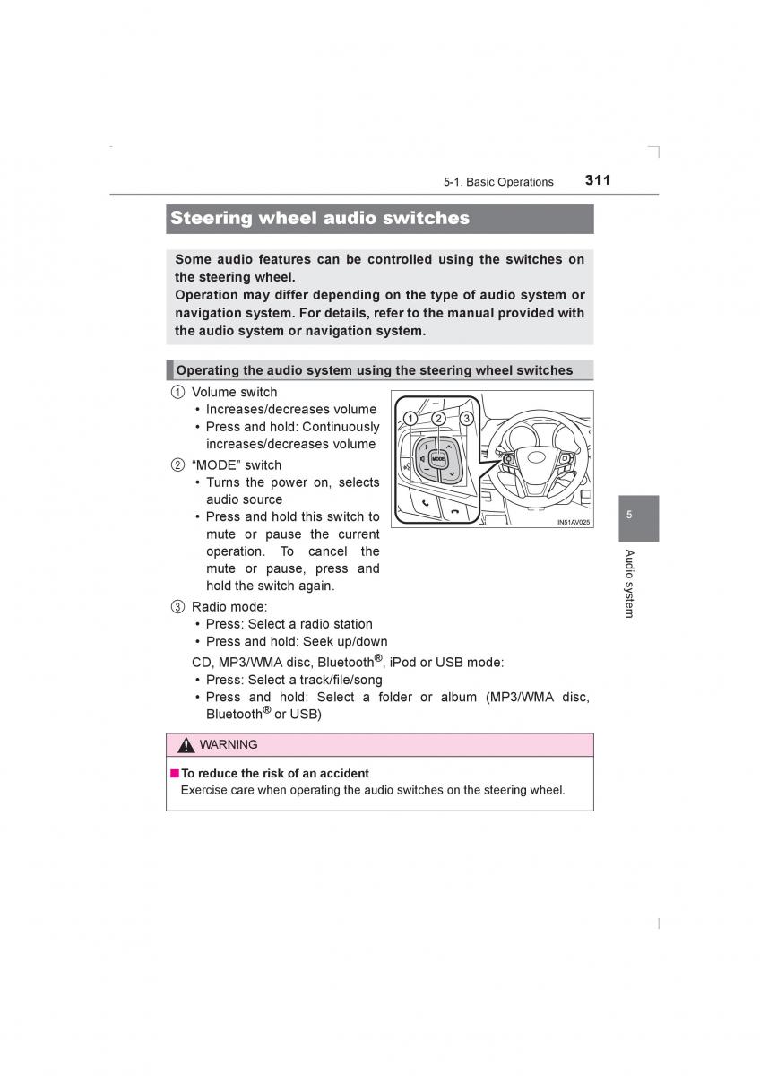 Toyota Avensis IV 4 owners manual / page 311