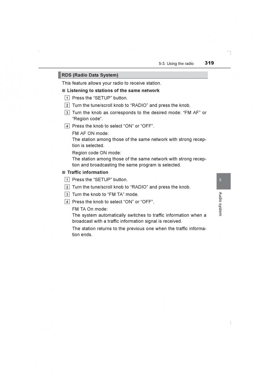 Toyota Avensis IV 4 owners manual / page 319