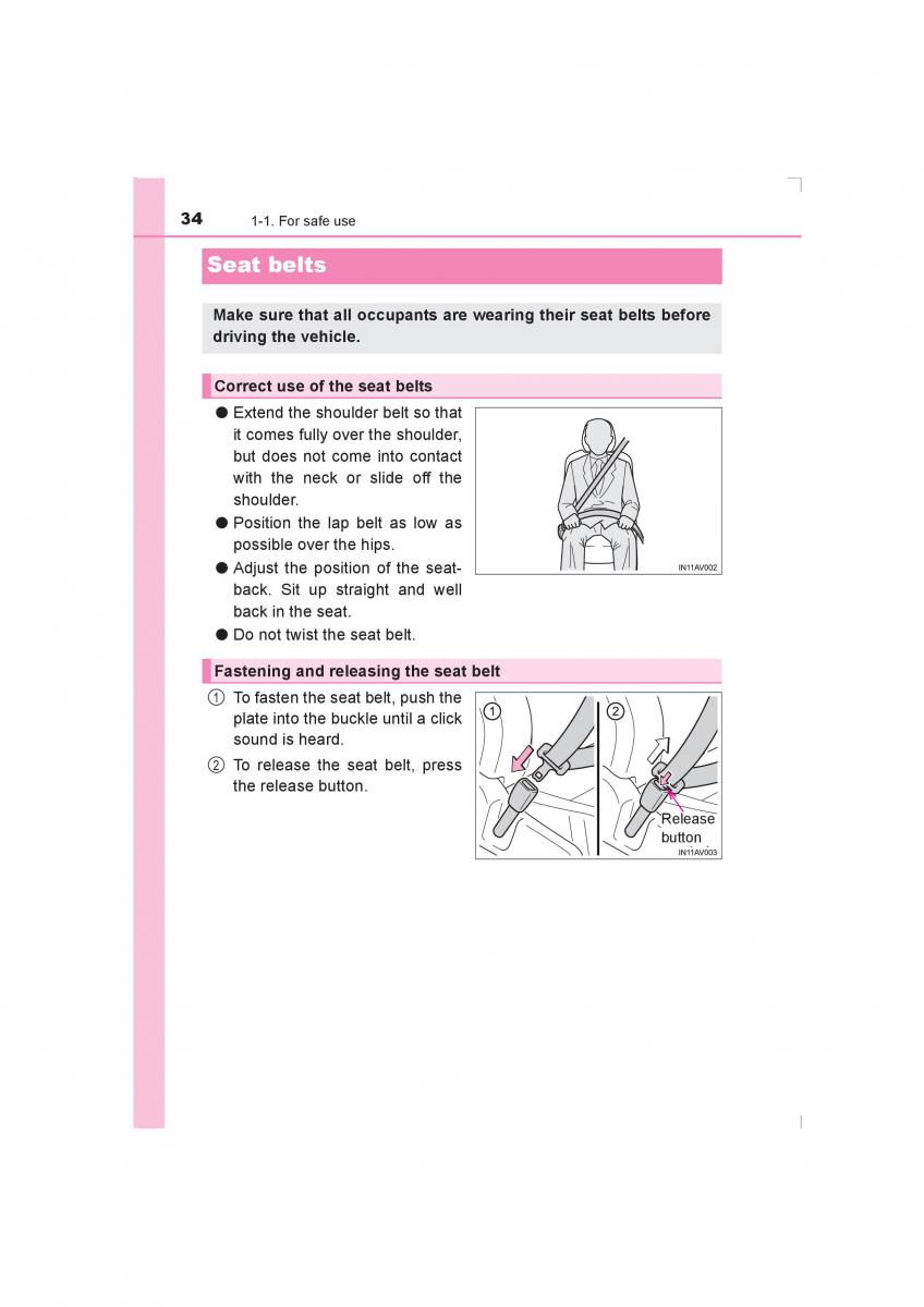 Toyota Avensis IV 4 owners manual / page 34