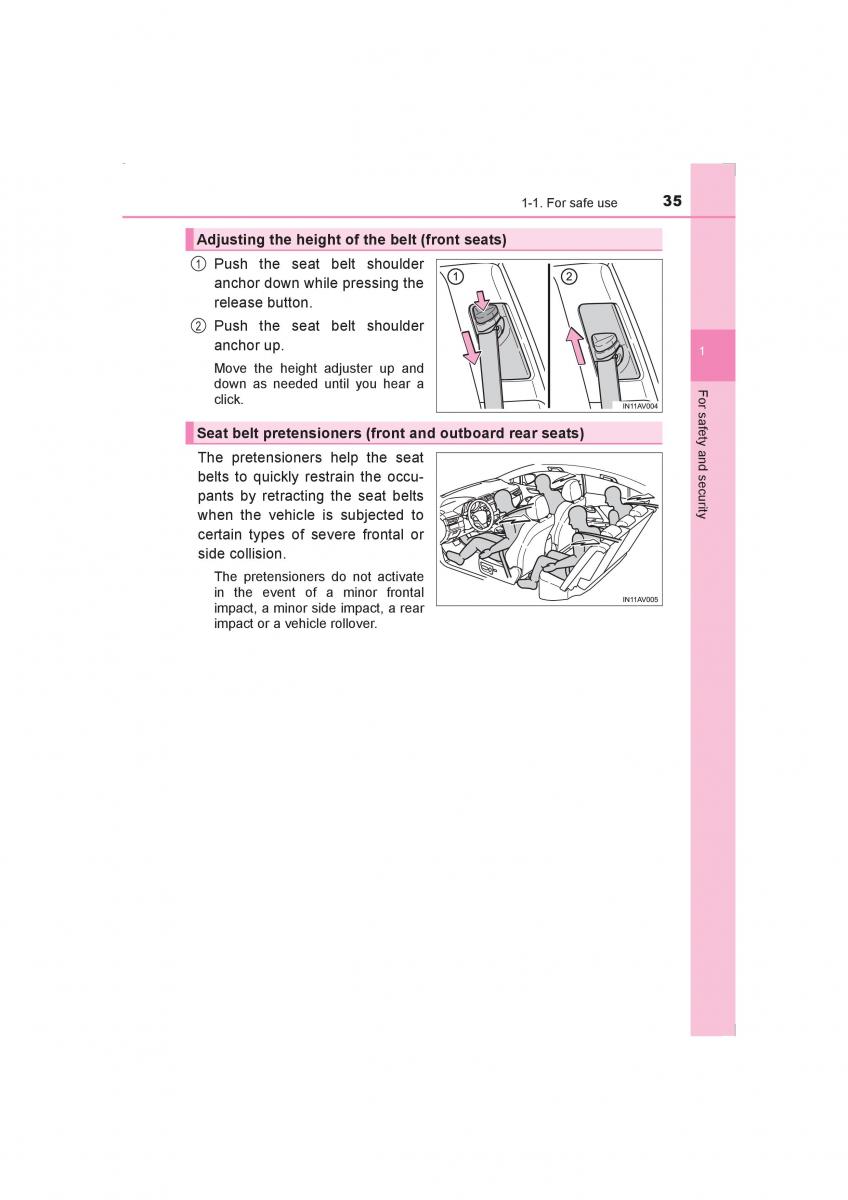 Toyota Avensis IV 4 owners manual / page 35