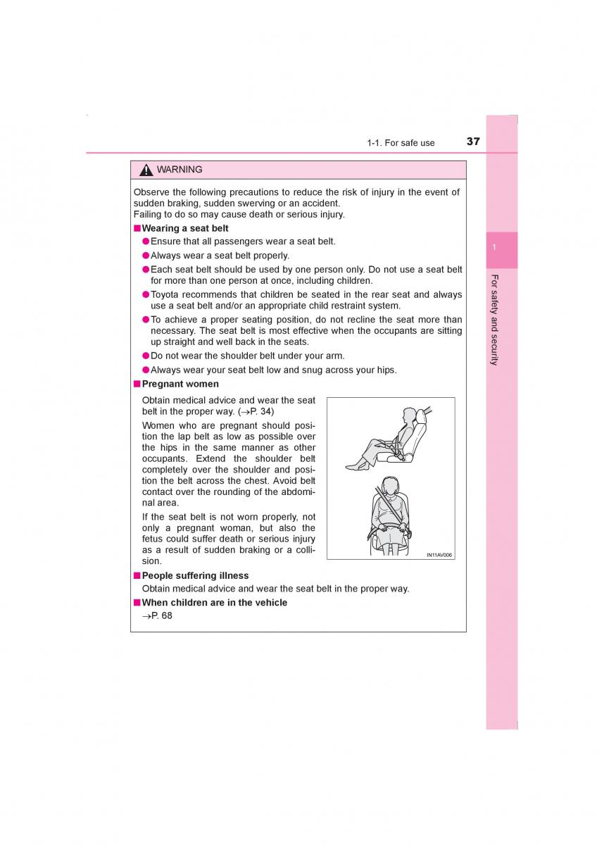 Toyota Avensis IV 4 owners manual / page 37