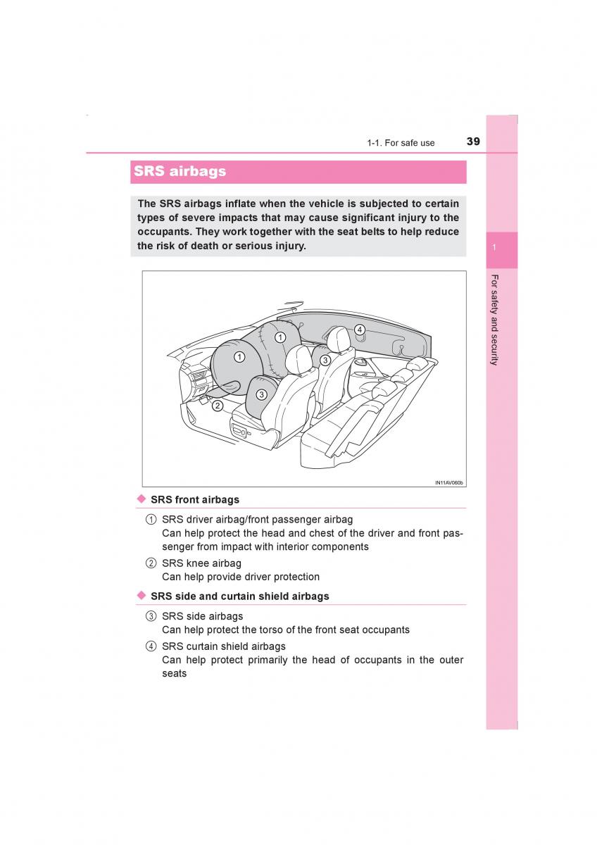 Toyota Avensis IV 4 owners manual / page 39