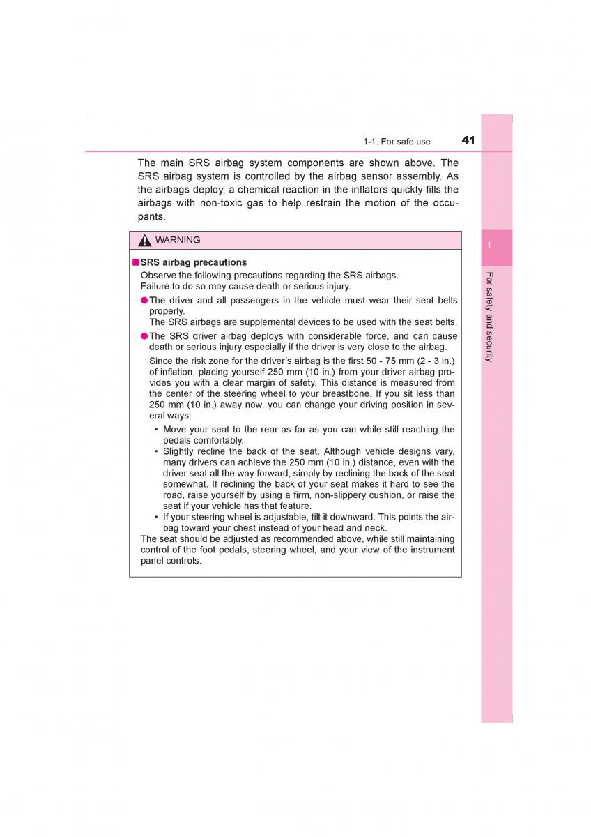 Toyota Avensis IV 4 owners manual / page 41