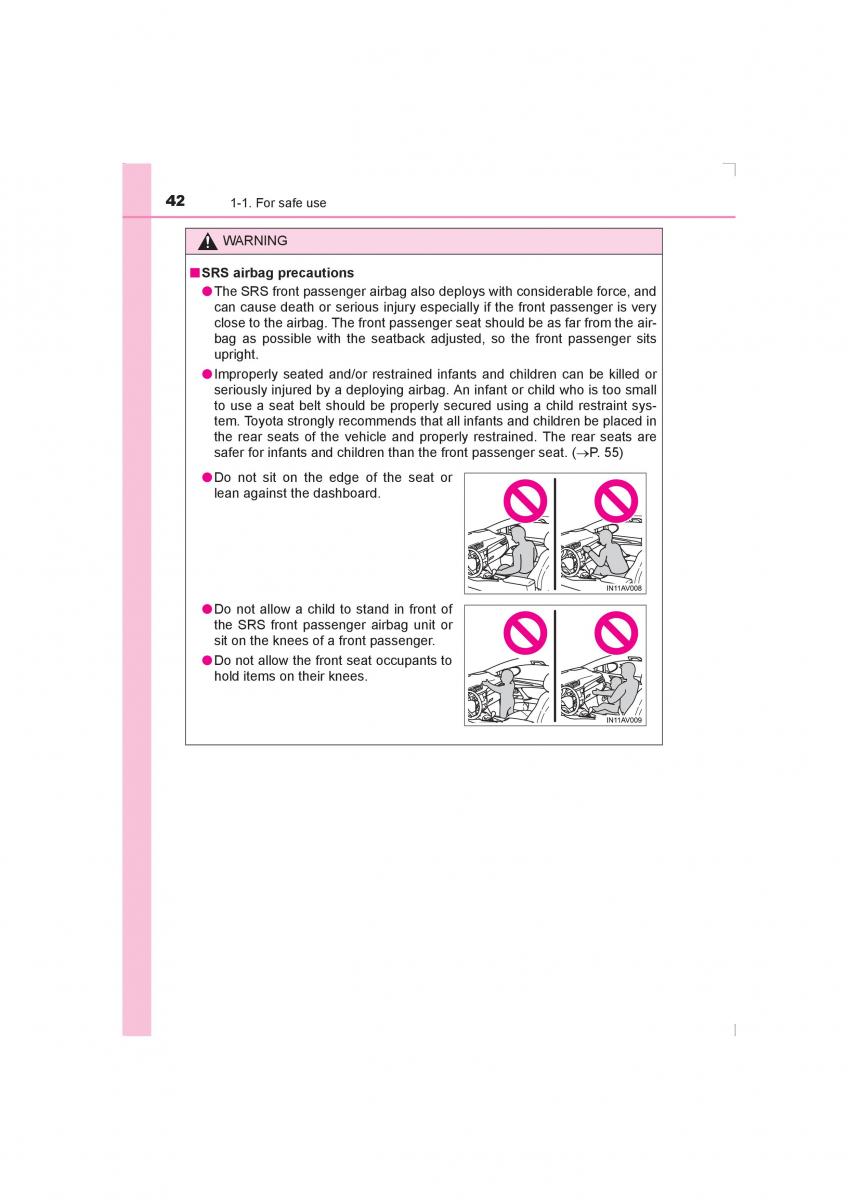 Toyota Avensis IV 4 owners manual / page 42