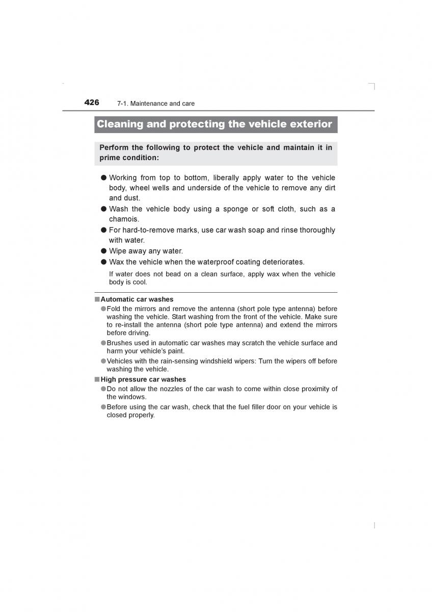 Toyota Avensis IV 4 owners manual / page 426