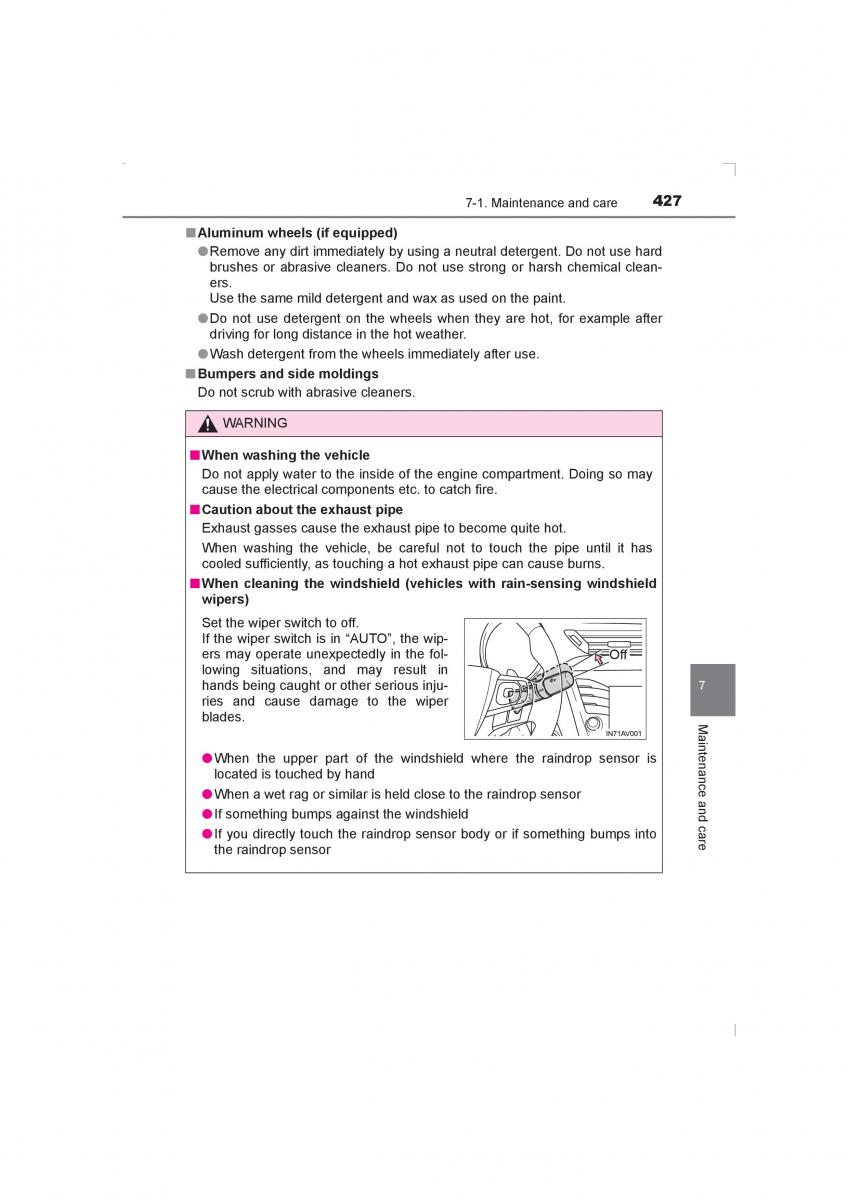 Toyota Avensis IV 4 owners manual / page 427