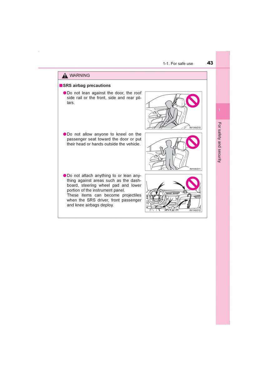 Toyota Avensis IV 4 owners manual / page 43