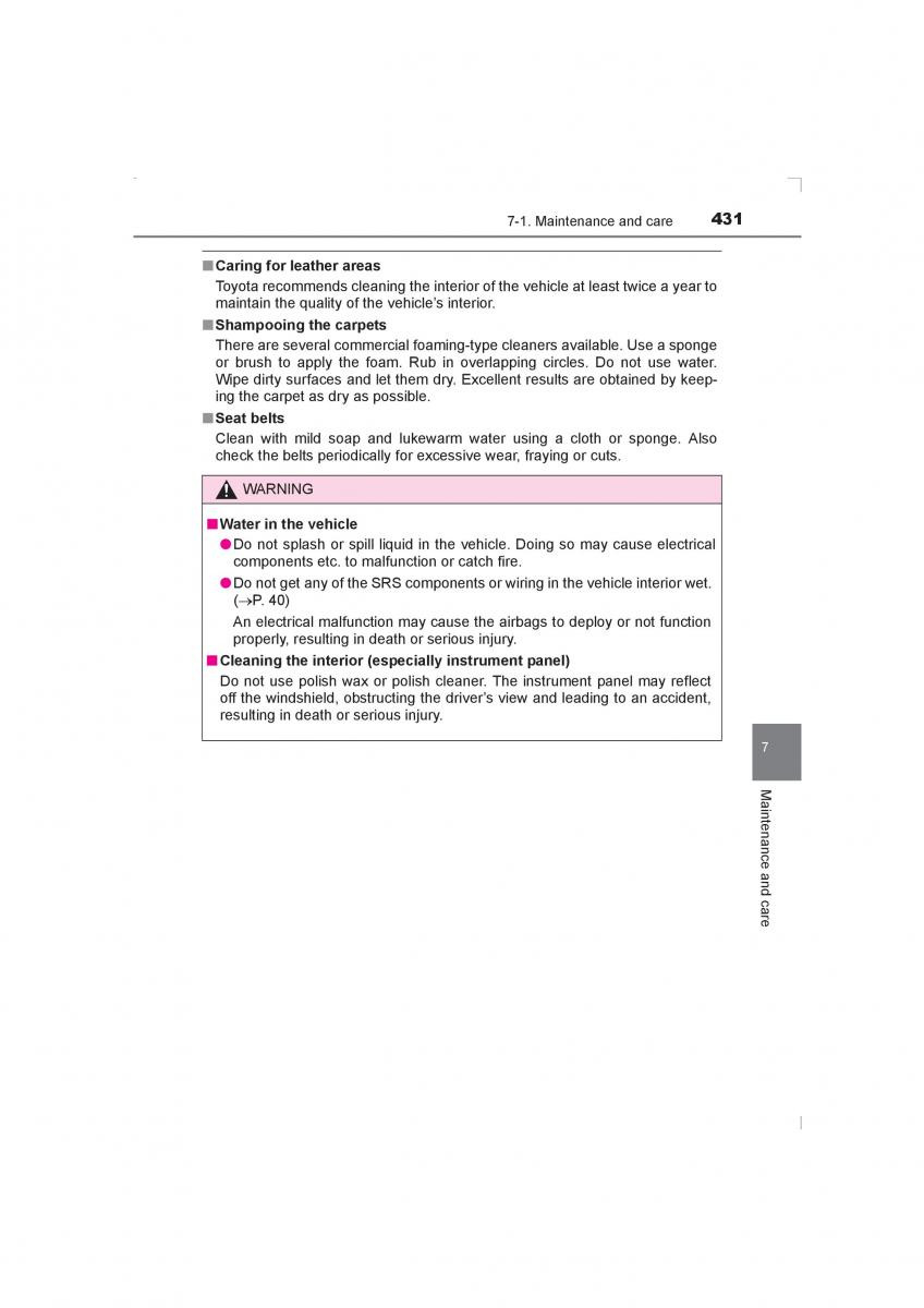 Toyota Avensis IV 4 owners manual / page 431