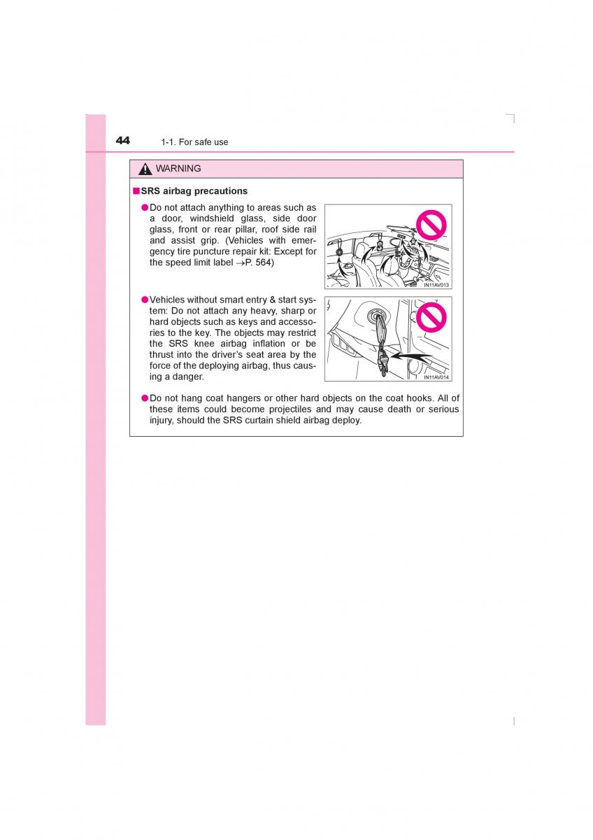 Toyota Avensis IV 4 owners manual / page 44