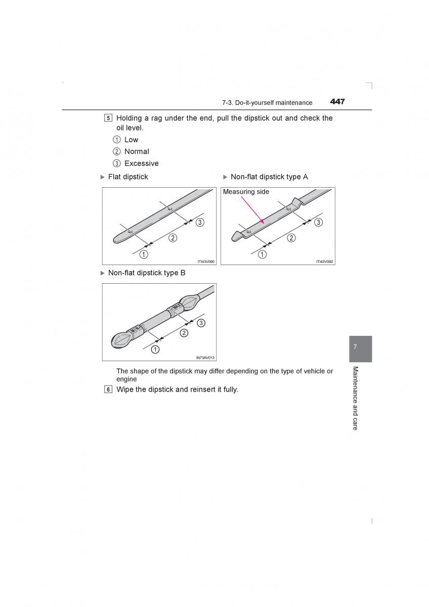 Toyota Avensis IV 4 owners manual / page 447