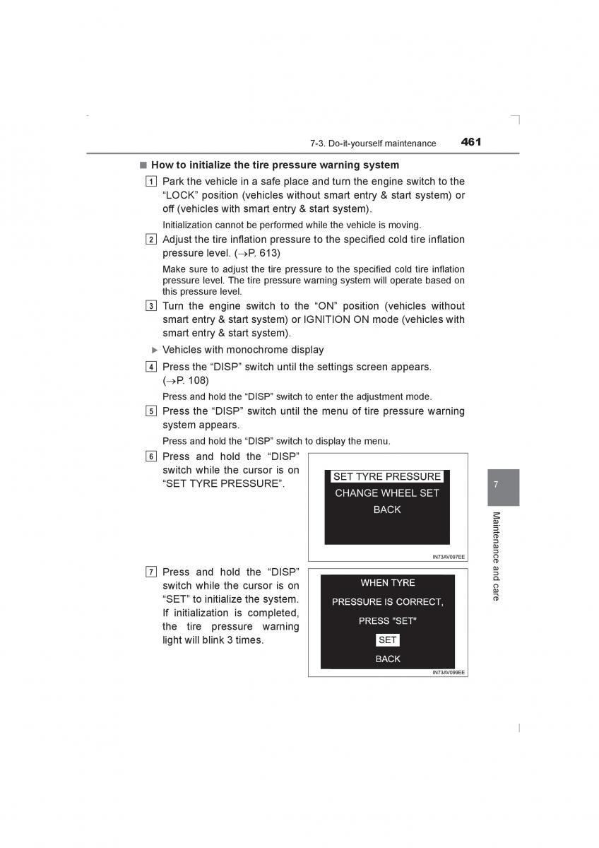 Toyota Avensis IV 4 owners manual / page 461