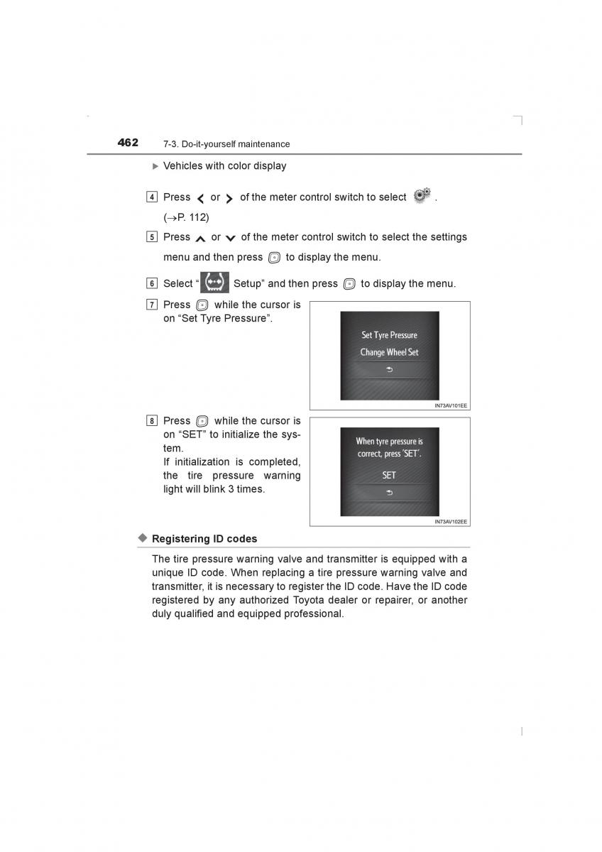 Toyota Avensis IV 4 owners manual / page 462