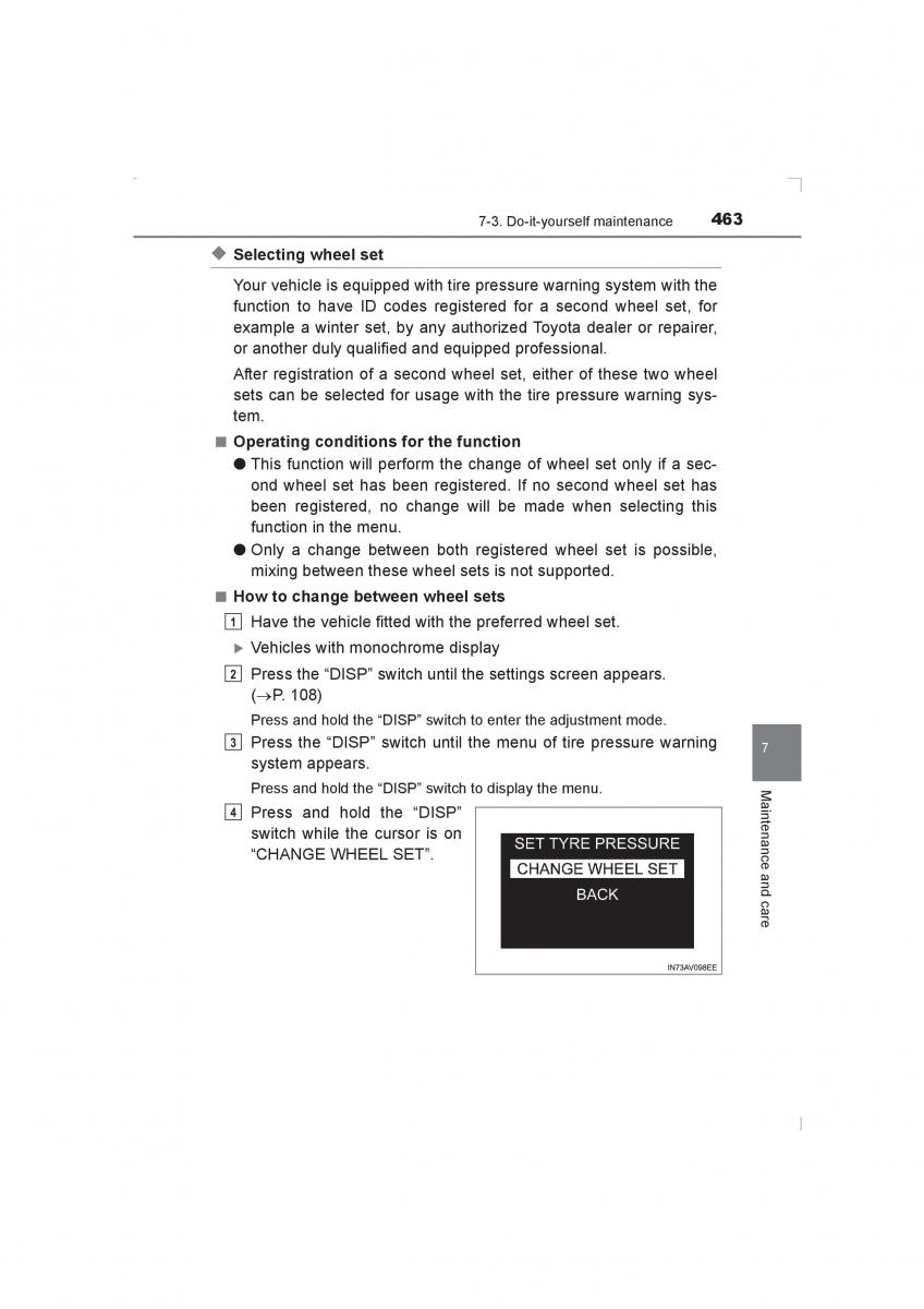 Toyota Avensis IV 4 owners manual / page 463