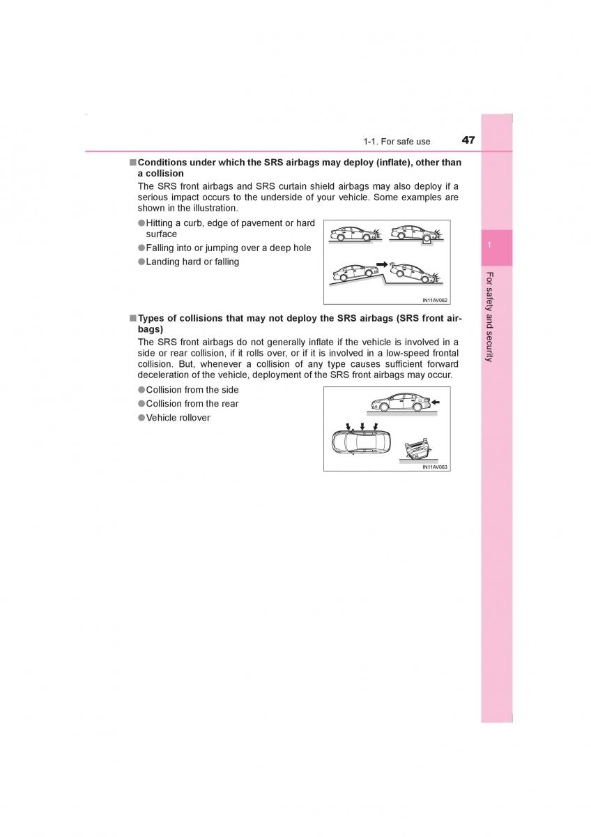 Toyota Avensis IV 4 owners manual / page 47