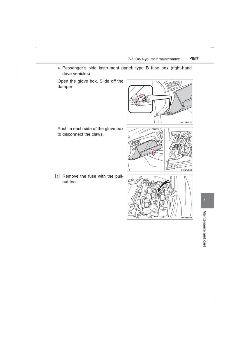 Toyota Avensis IV 4 owners manual / page 487