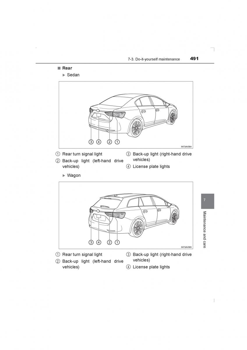 Toyota Avensis IV 4 owners manual / page 491