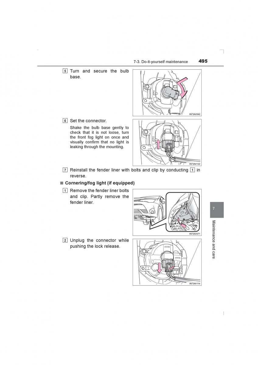 Toyota Avensis IV 4 owners manual / page 495