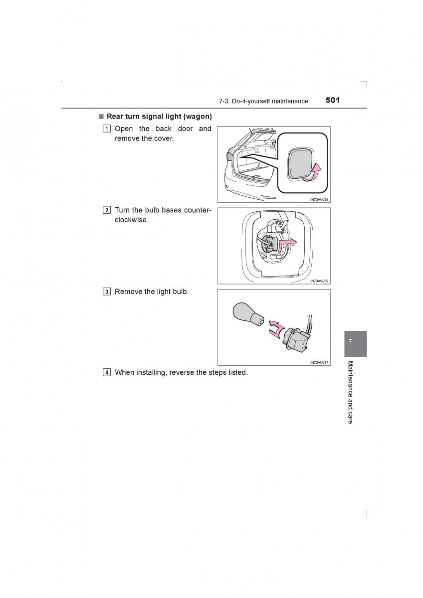 Toyota Avensis IV 4 owners manual / page 501