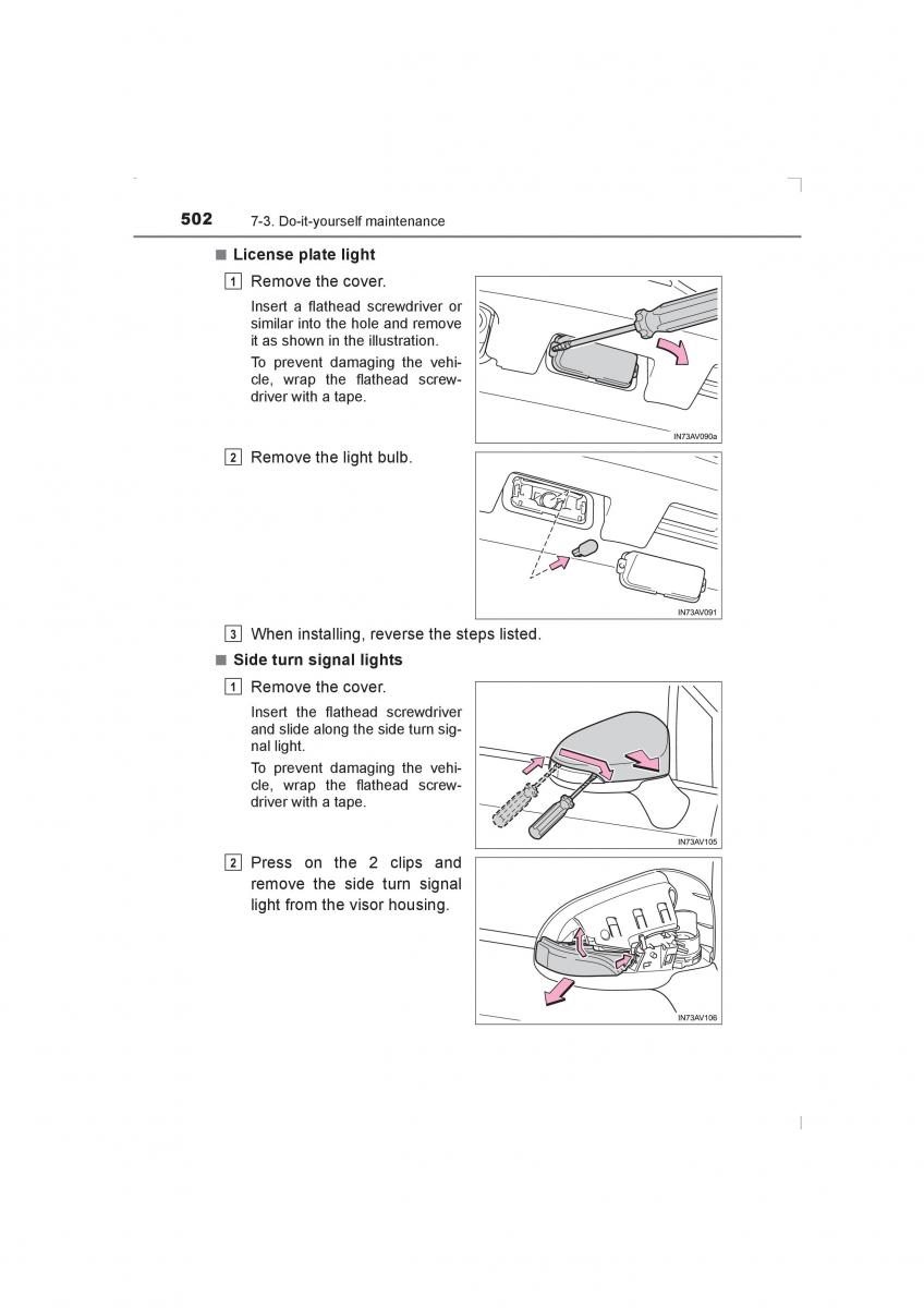 Toyota Avensis IV 4 owners manual / page 502