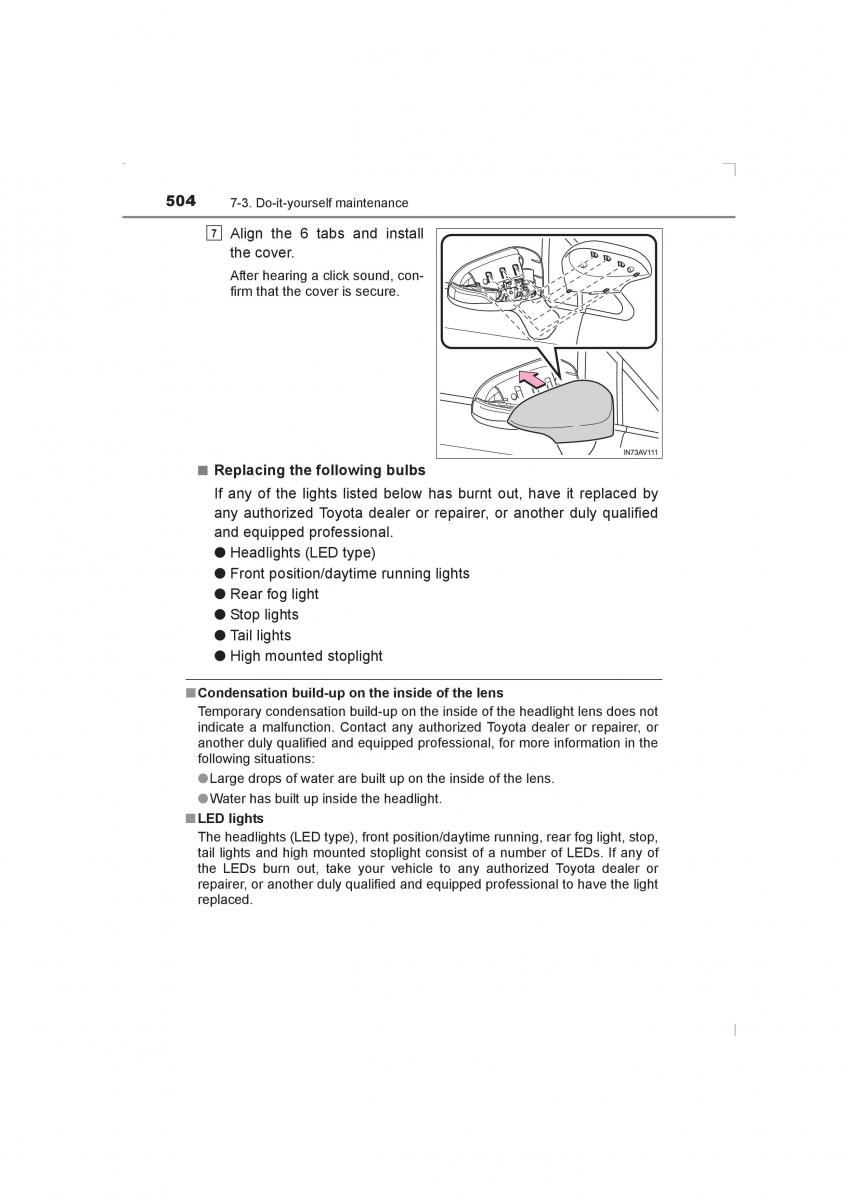 Toyota Avensis IV 4 owners manual / page 504