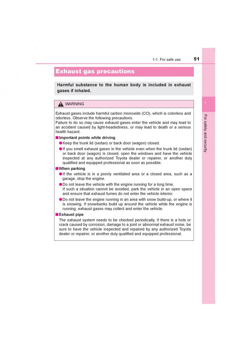 Toyota Avensis IV 4 owners manual / page 51