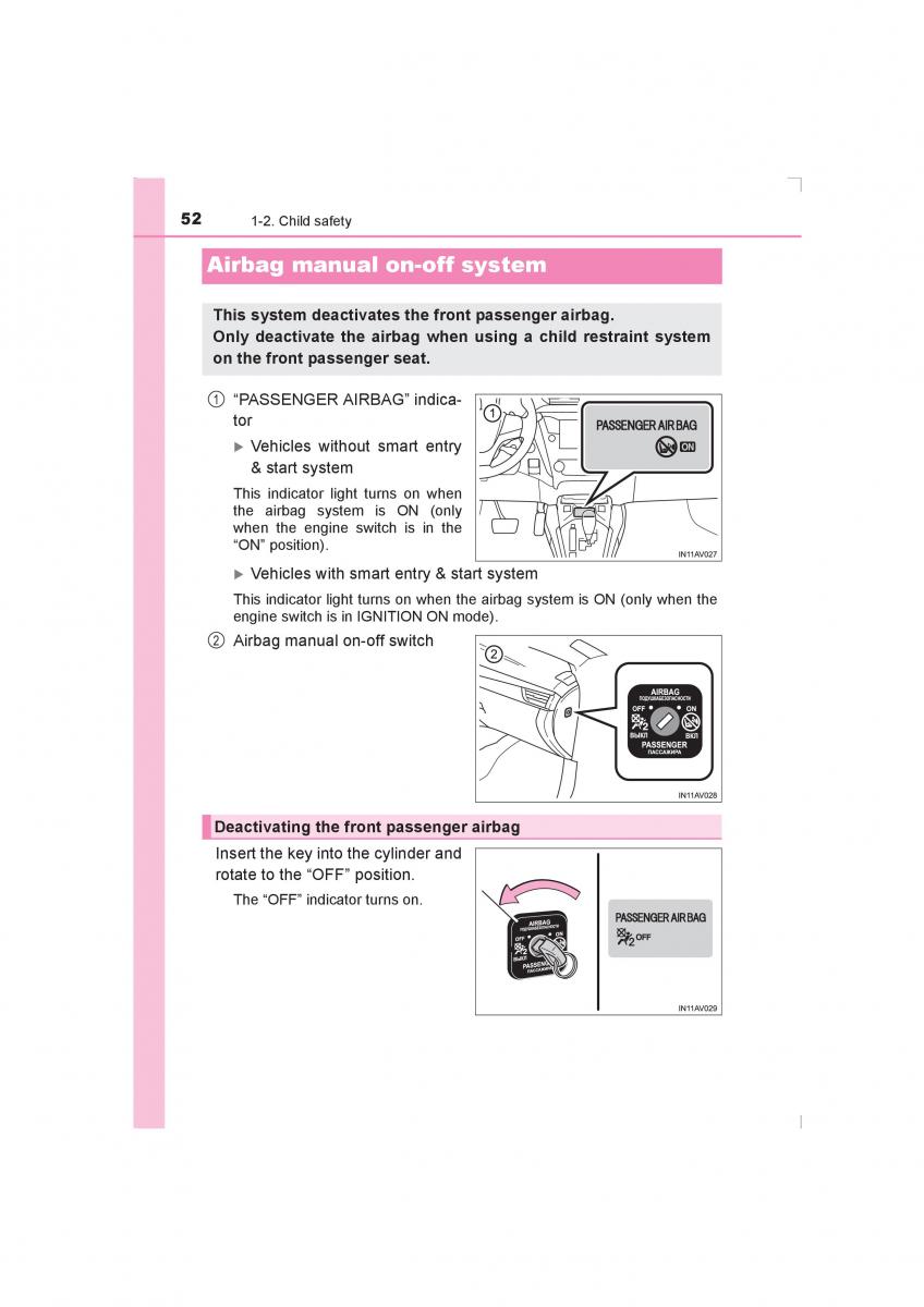 Toyota Avensis IV 4 owners manual / page 52