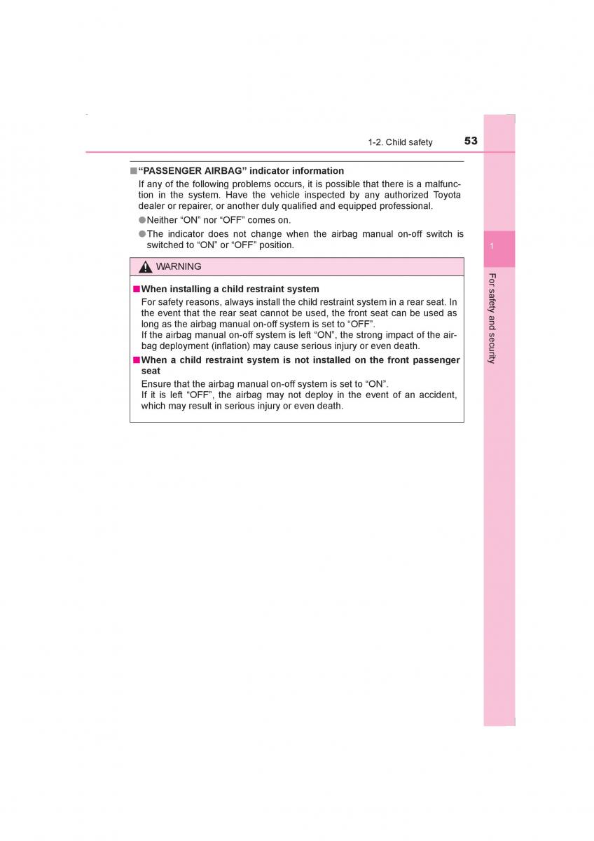 Toyota Avensis IV 4 owners manual / page 53