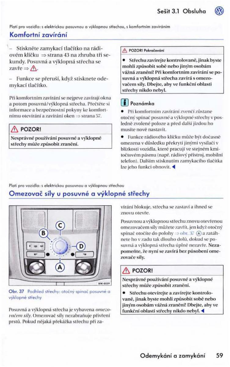 VW Golf VI 6 Variant navod k obsludze / page 61