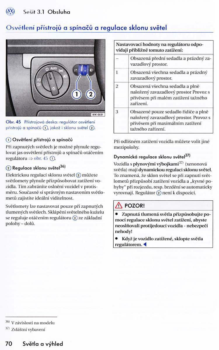 VW Golf VI 6 Variant navod k obsludze / page 72