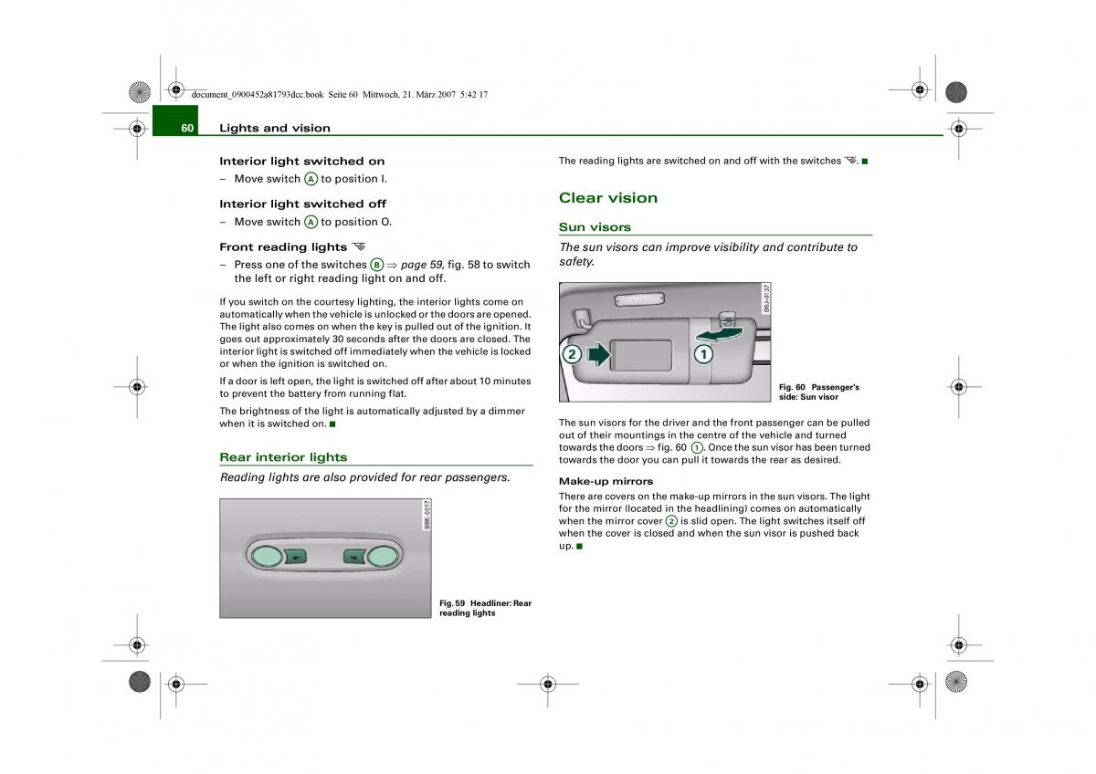 Audi S5 A5 owners manual / page 62