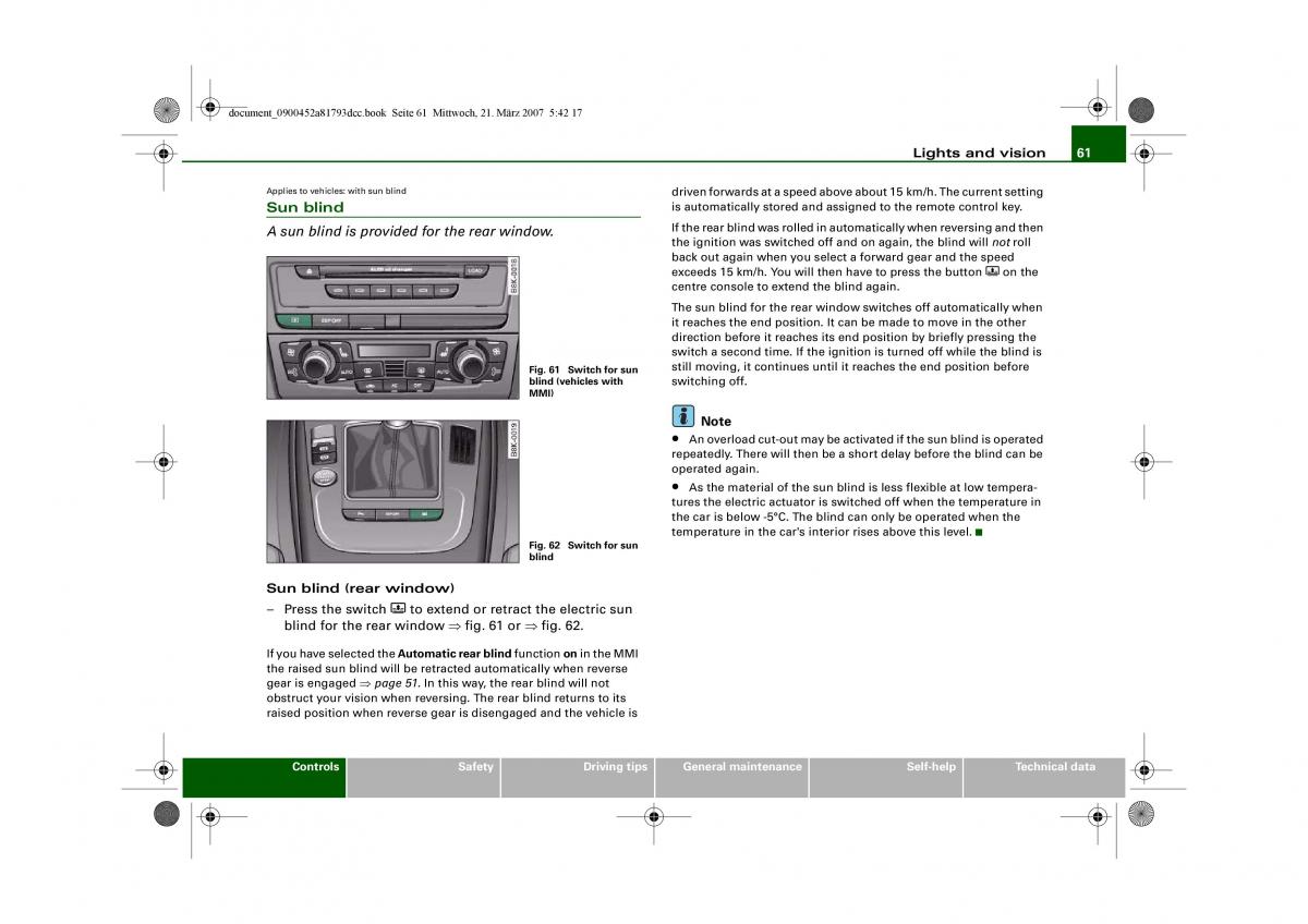 Audi S5 A5 owners manual / page 63